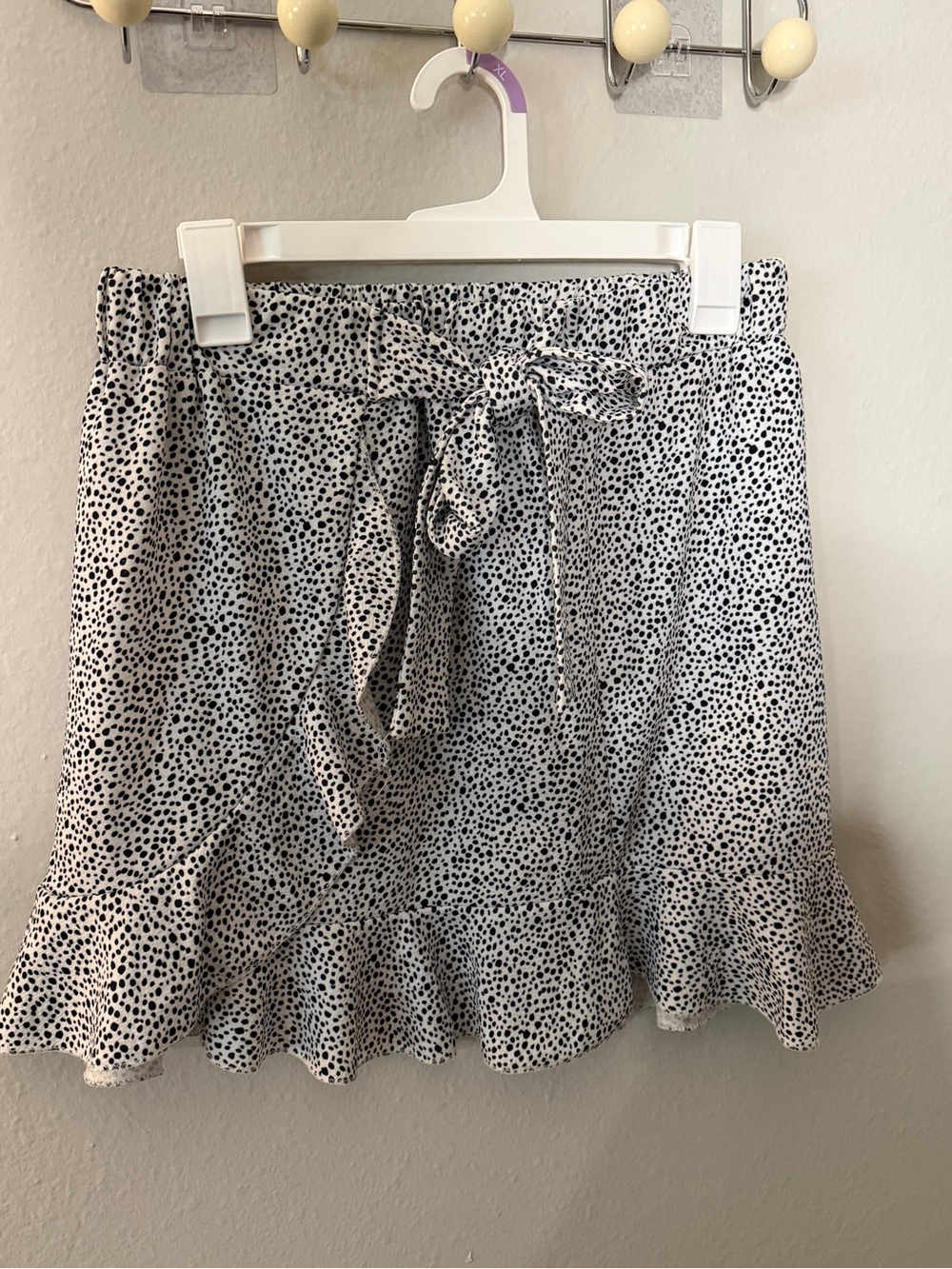 Tie-Waist Polka Dot Mini Skirt